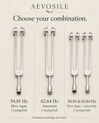 54.81 & 62.64 Hz Weighted Tuning Forks with Gemstone Boots