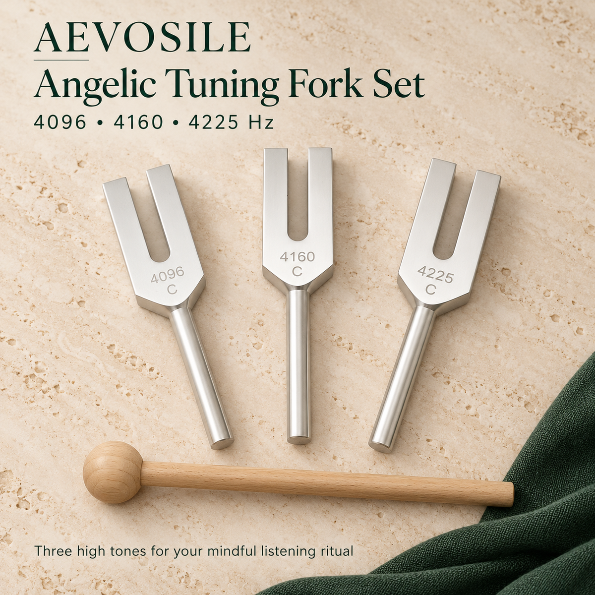Angelic Tuning Fork Set — 4096 / 4160 / 4225 Hz