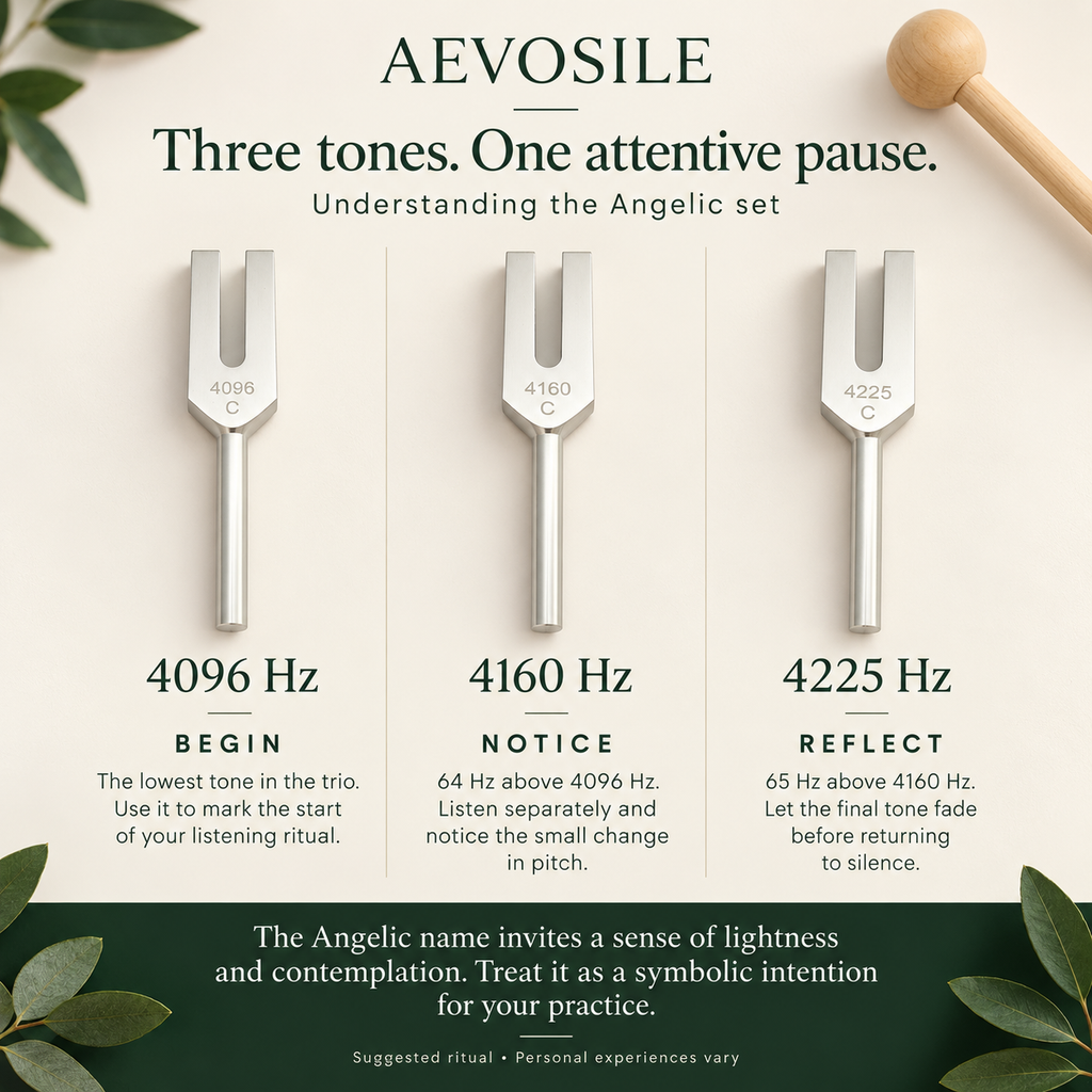 Angelic Tuning Fork Set — 4096 / 4160 / 4225 Hz
