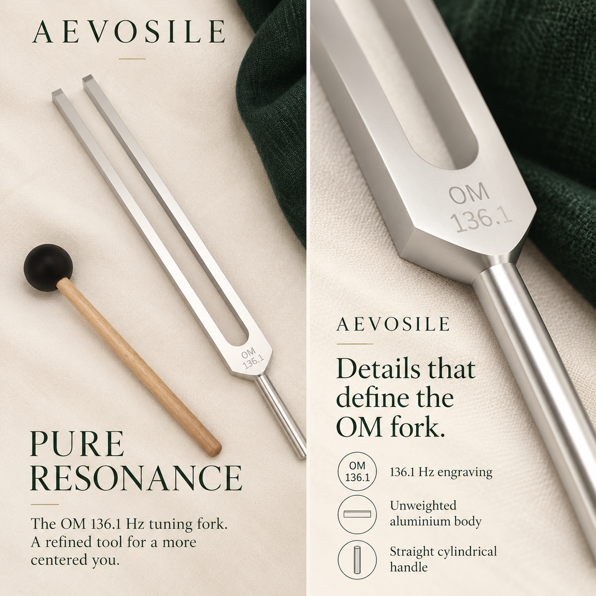 136.1 Hz OM Unweighted Tuning Fork